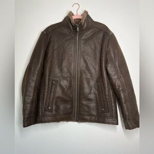 Stones men aviator winter jacket coat brown size 52 Faux Fur